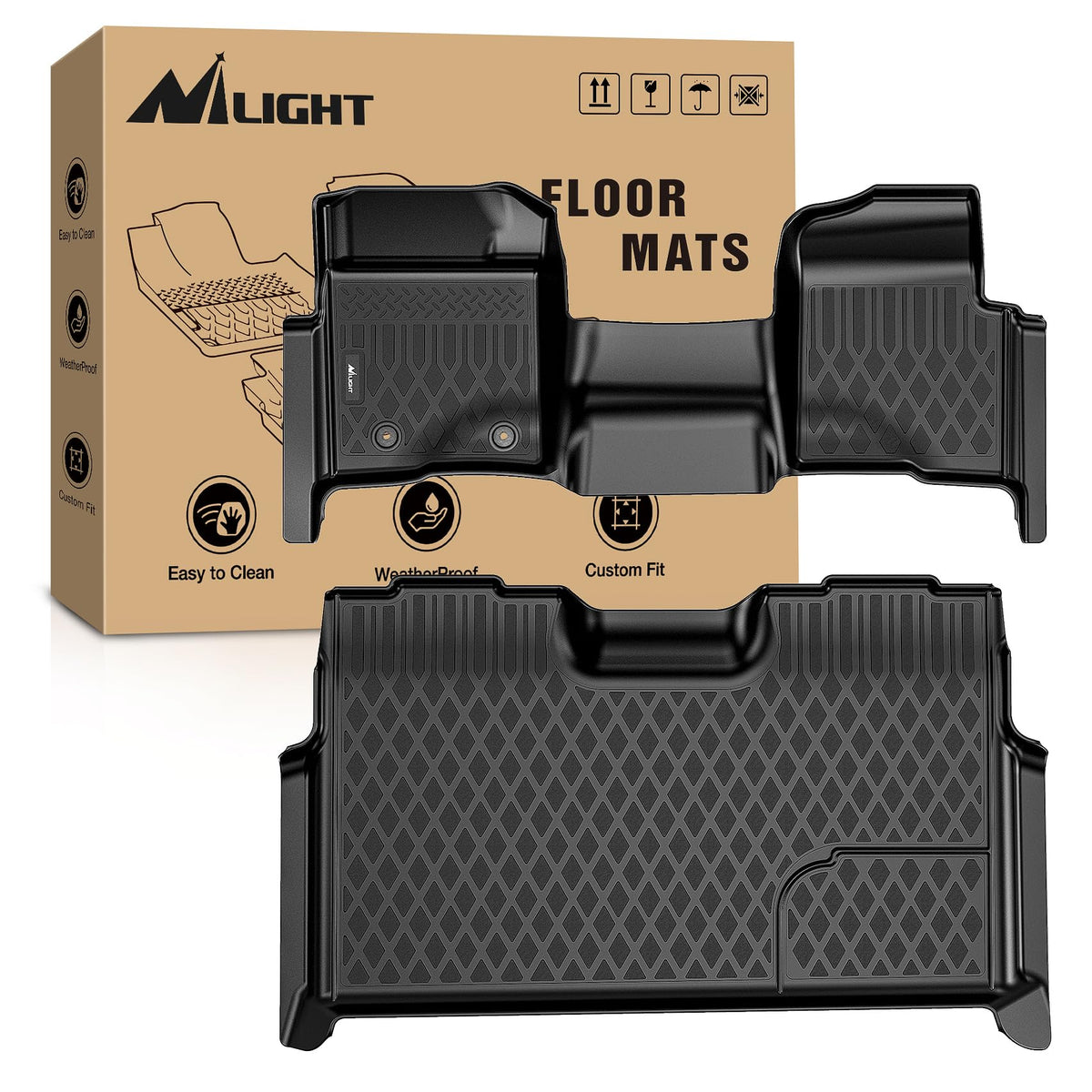 Nilight TPE Floor Mats for Ford F250 F350 F450 Super Duty Crew Cab
