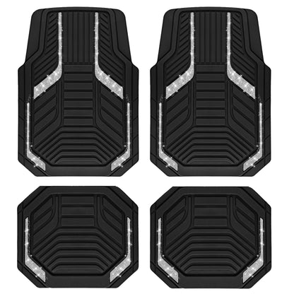 PIC AUTO Heavy Duty Rubber Floor Mats, Purple Aluminum Film Car Mats Set, Front and Rear Car Mats with Anti-Slip Backing, All Weather Protection, Trim-to-Fit for Automotive SUV, Sedan, Van