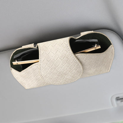 KINIVA Sunglasses Holder for Car Visor Leather Glasses Case with Clips for Car Visor Automotive Interior Visor Accessories Apply to All Car Models (10 Brown)