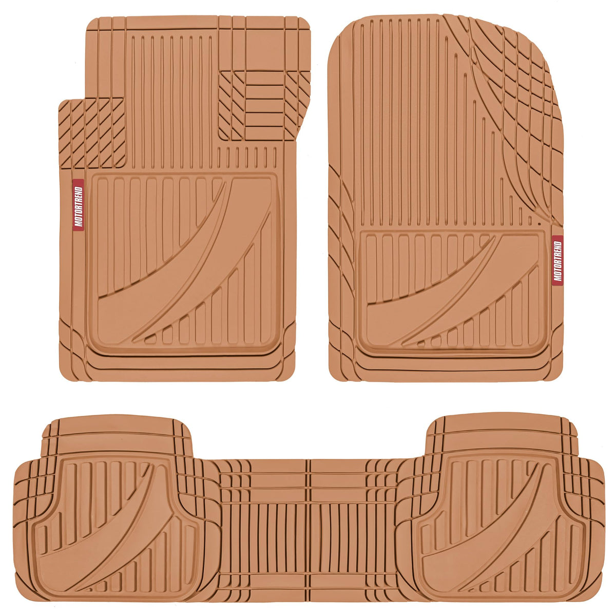 Motor Trend FlexTough™ Advanced Black Rubber Car Floor Mats – Heavy Duty Trim to Fit All Weather Floor Mats for Cars Truck SUV - Automotive Car Interior Floor Liner Protection - Universal Fit