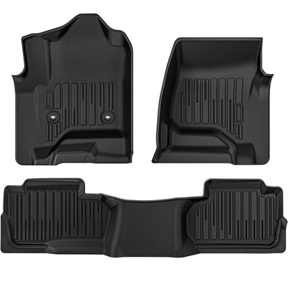 YITAMOTOR Floor Mats for 2019-2026 Chevrolet Silverado/GMC Sierra 1500 & 2020-2026 Chevy Silverado/GMC Sierra 2500HD/3500HD Crew Cab With Underseat Storage Box Bucket Seat, 1st & 2nd Row, Black