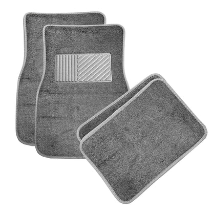 4PCS Car Floor Mats, Anti-Slip Waterproof Car Carpets with Safety Heel Pad, Heavy Duty Floor Mat for All Weather Protection, Universal Trim to Fit for Sedans Trucks SUVs (Gray)