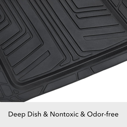 Amazon Basics 2-Piece Premium All-Season Anti-Slip Rubber Floor Mats for Cars, SUVs and Trucks, Universal Trim to Fit, Black