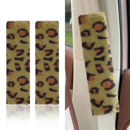 Leopard Print Seat Belt Cover Pad 2 PCS Cute Shoulder Pads