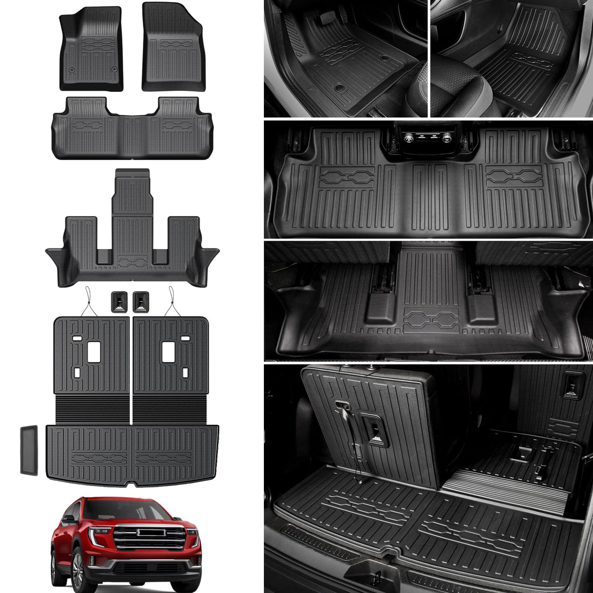 Floor Mats for Volkswagen Atlas 2018-2026 7 Seats Bench Seating