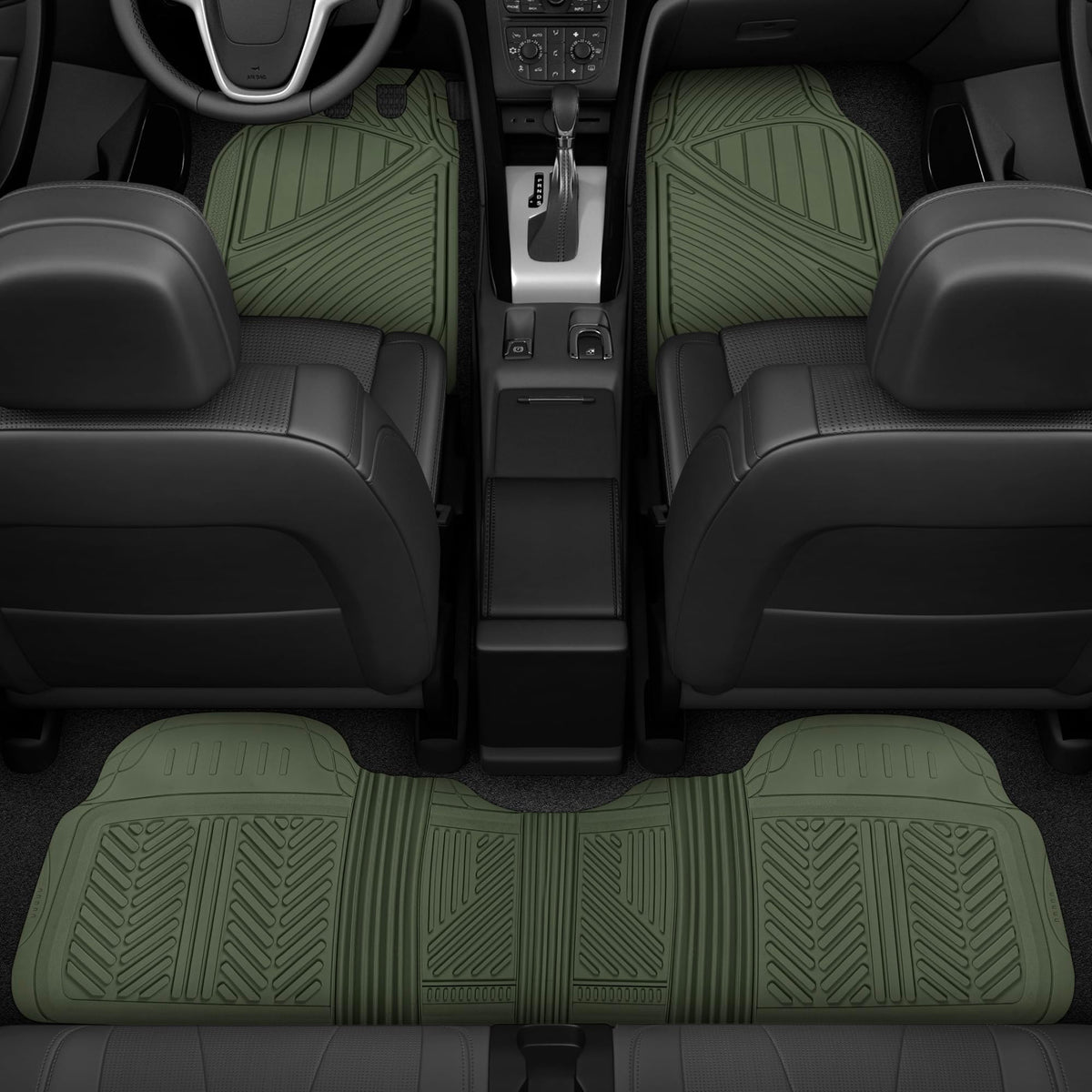Motor Trend FlexTough Performance All Weather Rubber Car Floor Mats - 3 Piece Floor Mats Automotive Liners for Cars Truck SUV, Heavy-Duty Waterproof (Black)