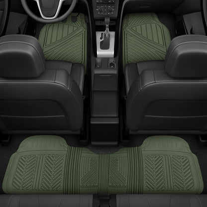 Motor Trend FlexTough Performance All Weather Rubber Car Floor Mats - 3 Piece Floor Mats Automotive Liners for Cars Truck SUV, Heavy-Duty Waterproof (Black)