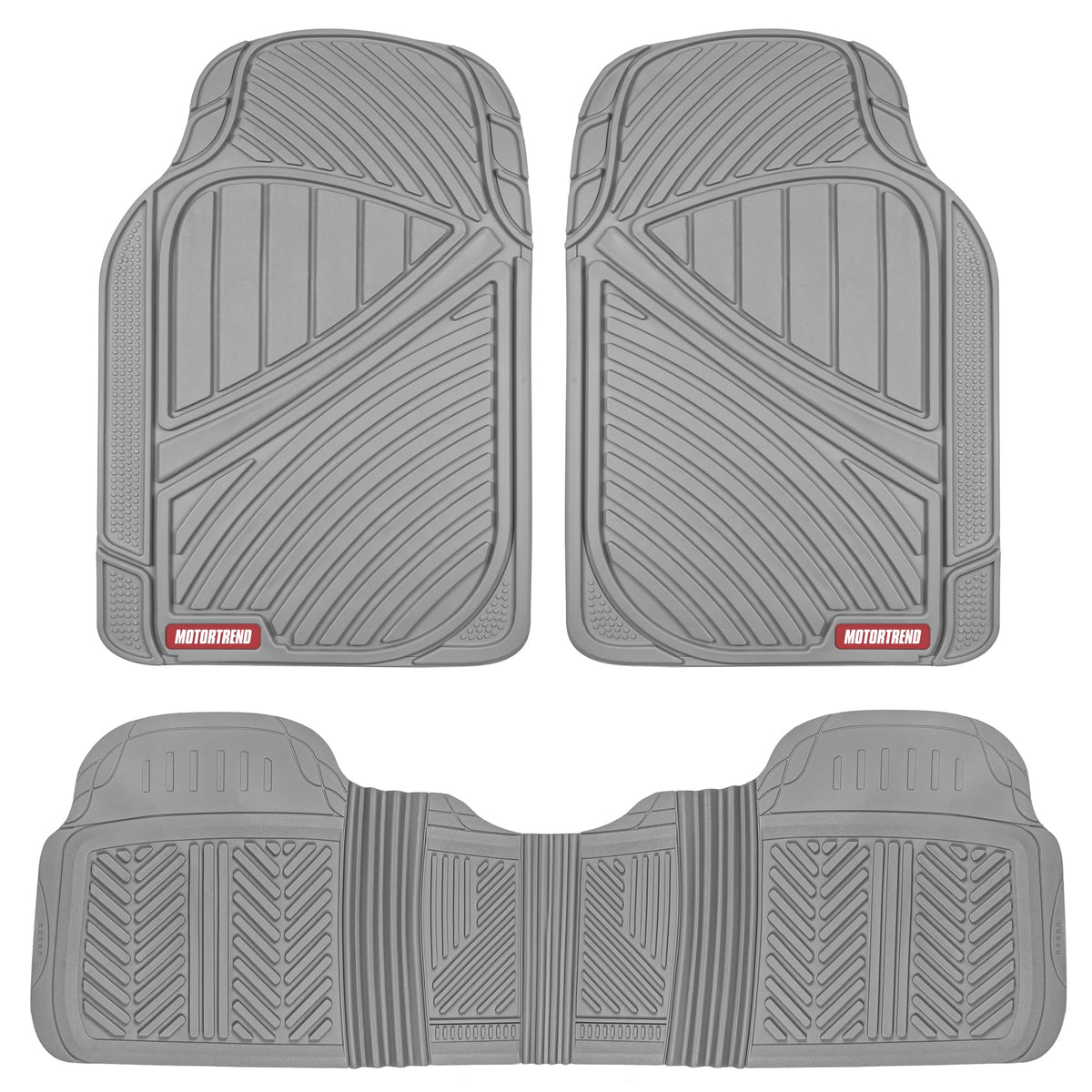 Motor Trend FlexTough Performance All Weather Rubber Car Floor Mats - 3 Piece Floor Mats Automotive Liners for Cars Truck SUV, Heavy-Duty Waterproof (Black)