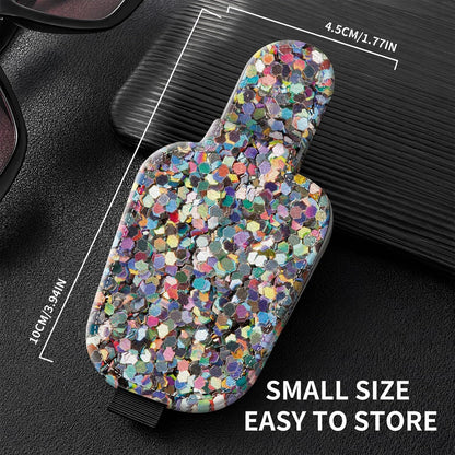 Sunglasses Holder for Car Visor, PU Leather Glasses Clip Organizer, Cute Magnetic Eyeglass Holder for Vehicle Sun Visor, Car Interior Accessory for Women & Men, Glitter