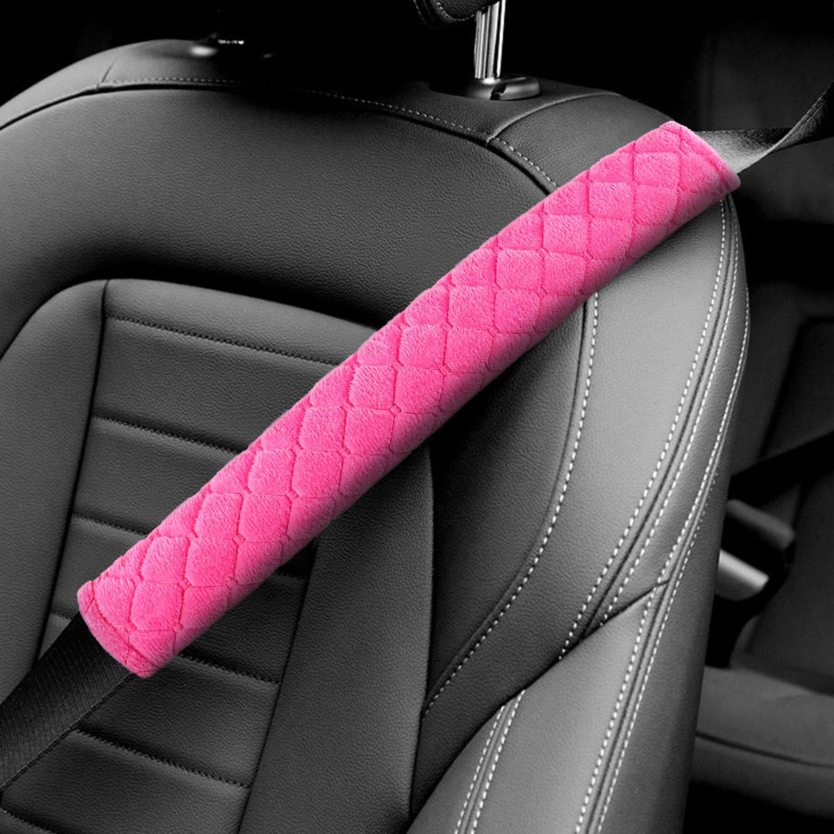 surpassme Car Seat Belt Pads Cover, 2PCS 15in Extra Length Seat Belt Shoulder Strap Covers Protector to Release Stress to Neck and Shoulder for a Safety Driving (Black)