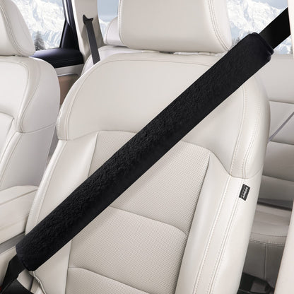LACDL Extra Long Seatbelt Covers Super Soft Furry for Adults Kids Women & Men, Thick Plush Full Car Seat Belt Cushion, Fluffy Shoulder Pad Protector, Auto Interior Accessories, 1pc, Off White, 15.5in