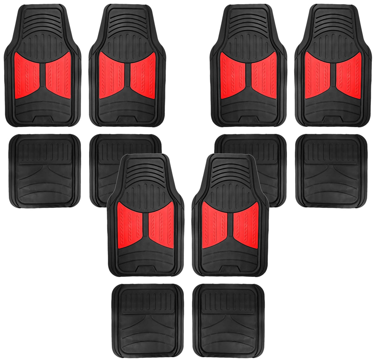 FH Group Automotive Floor Mats - Heavy-Duty Monster Eye Rubber for Cars, Universal Fit Full Set, Climaproof Mats, Trimmable Most Sedan, SUV, Truck Pink