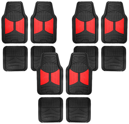 FH Group Automotive Floor Mats - Heavy-Duty Monster Eye Rubber for Cars, Universal Fit Full Set, Climaproof Mats, Trimmable Most Sedan, SUV, Truck Pink