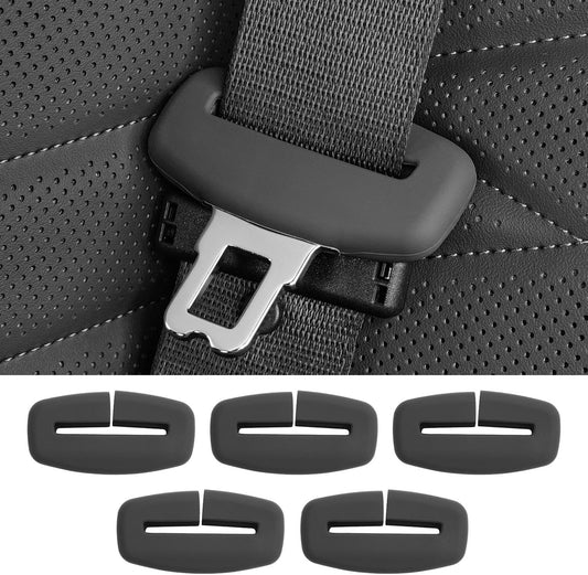 5pcs Car Seat Belt Buckler Cover, Silicon Anti-Scratch Seatbelt Buckler Protector Silencer Clip Holster for BMW Accessories, Car Interior Accessories for Men and Women (5pcs Black)
