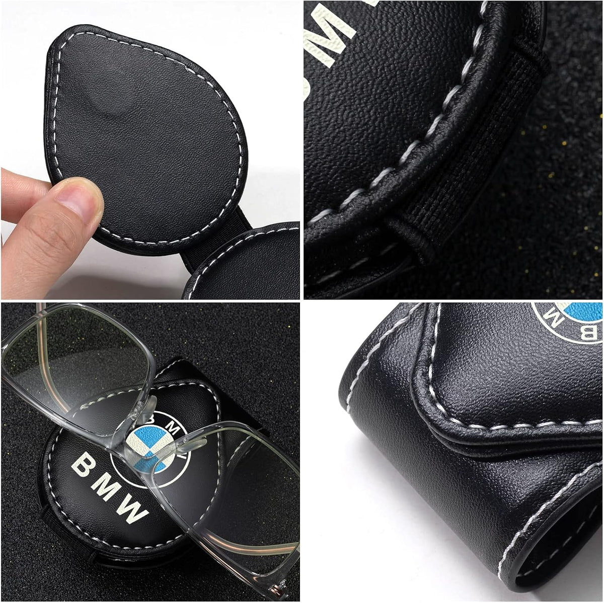 Car Sunglass Holder, Eyeglass Holder Fit BMW X1 X3 X7 X5 X6 1 3 5 6 Series Z4 7 M Series, Sunglass Hanger Mount for Car Sun Visor, Interior Accessories, Black