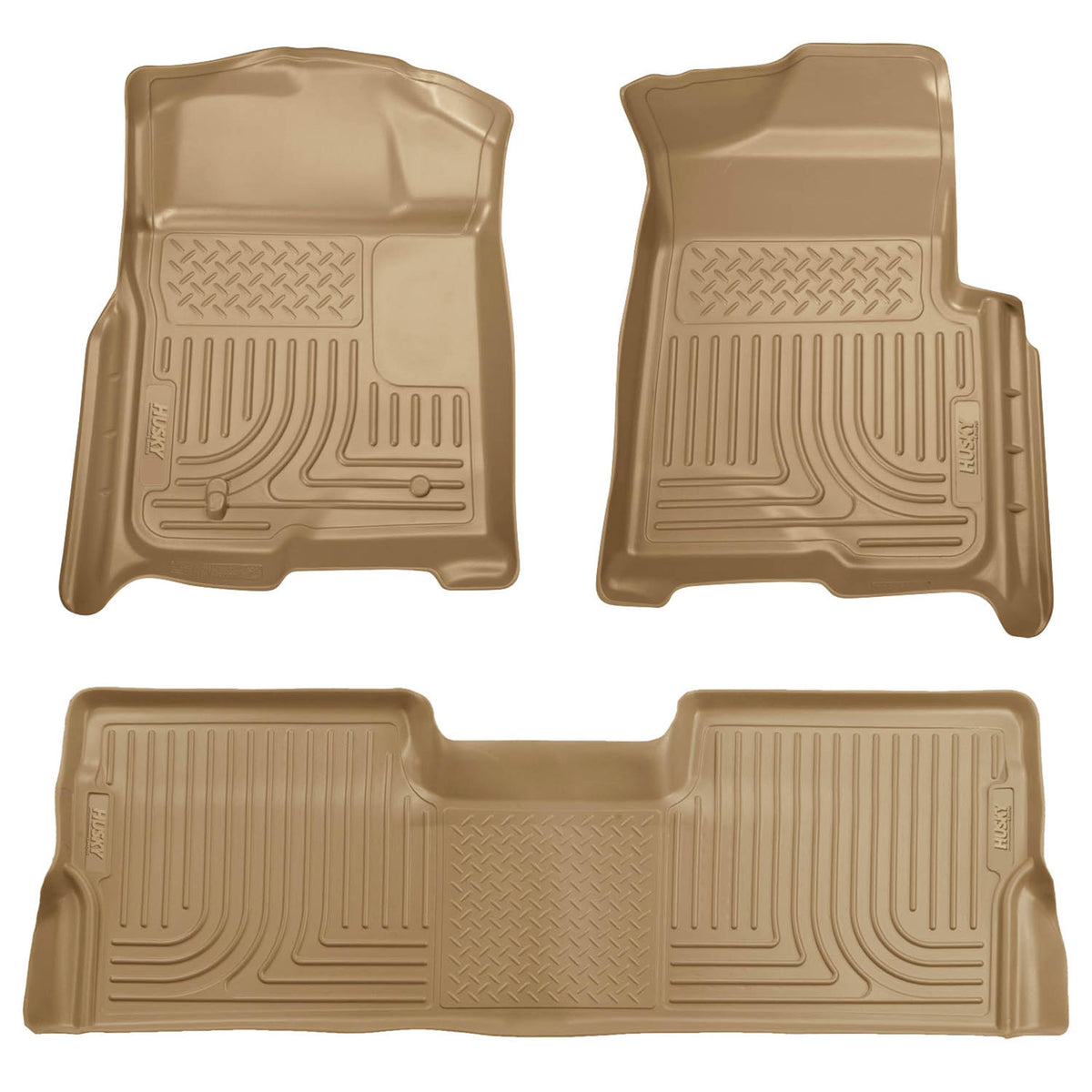 Husky Liners Weatherbeater Floor Mats | Fits 2009 - 2014 Ford F-150 SuperCrew Cab w/out Manual Shifter (Footwell Coverage) | Front & 2nd Row, 3-pc Black - 98331