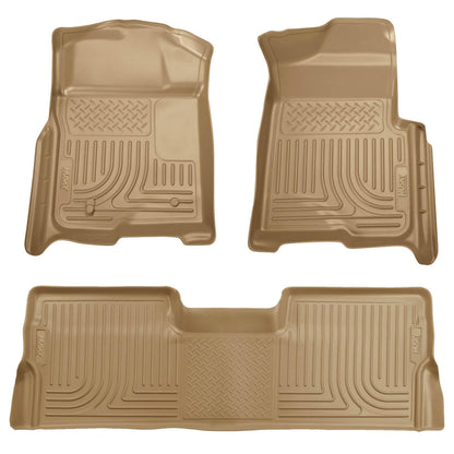 Husky Liners Weatherbeater Floor Mats | Fits 2009 - 2014 Ford F-150 SuperCrew Cab w/out Manual Shifter (Footwell Coverage) | Front & 2nd Row, 3-pc Black - 98331