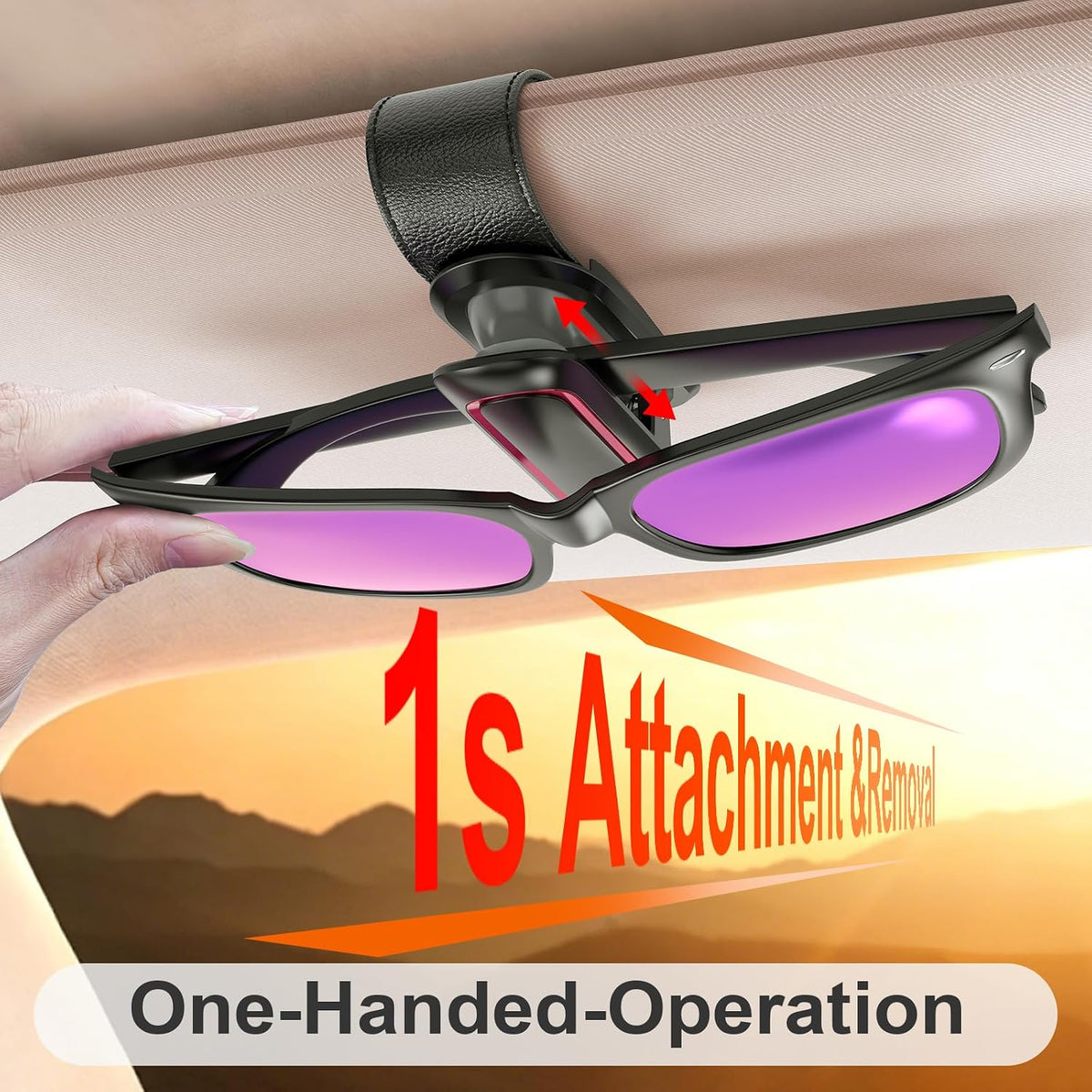 Veharvim Sunglass Holder for Car, 2 Pack, Metal Clip, One-Handed Operation
