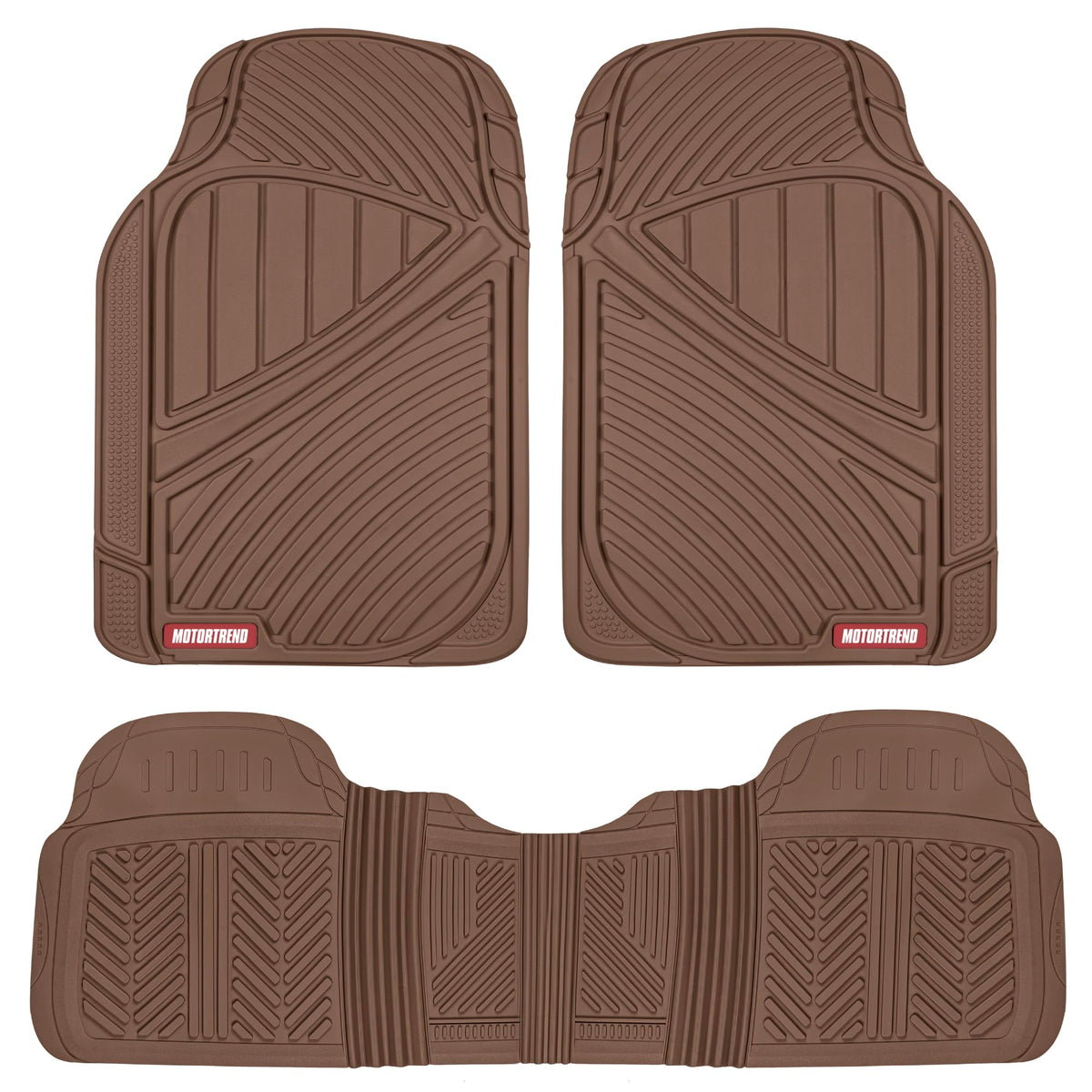 Motor Trend FlexTough Performance All Weather Rubber Car Floor Mats - 3 Piece Floor Mats Automotive Liners for Cars Truck SUV, Heavy-Duty Waterproof (Black)