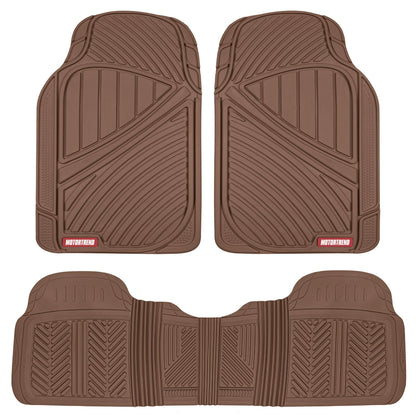 Motor Trend FlexTough Performance All Weather Rubber Car Floor Mats - 3 Piece Floor Mats Automotive Liners for Cars Truck SUV, Heavy-Duty Waterproof (Black)