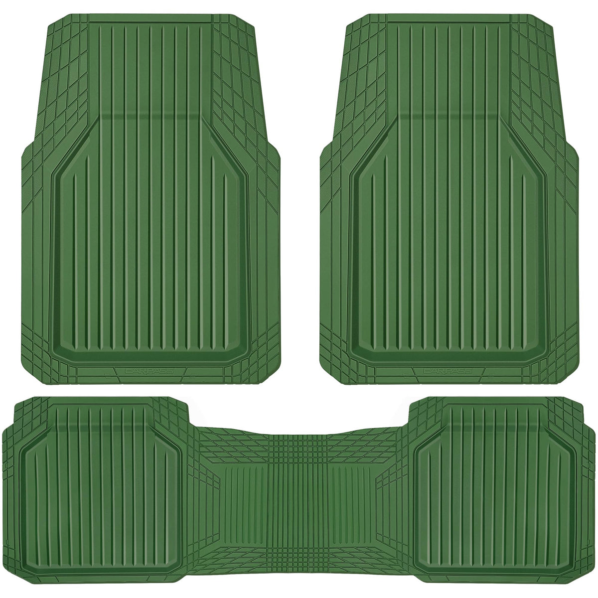 CAR PASS Heavy Duty Rubber Floor Mats for Car, Waterproof All Weather Car Floor Mats, Universal Trim-to-Fit for SUV Truck Sedans Vans, Automotive Floor Mats 3 piece car mats Full Set, Solid Black