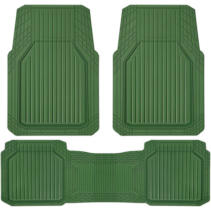 CAR PASS Heavy Duty Rubber Floor Mats for Car, Waterproof All Weather Car Floor Mats, Universal Trim-to-Fit for SUV Truck Sedans Vans, Automotive Floor Mats 3 piece car mats Full Set, Solid Black