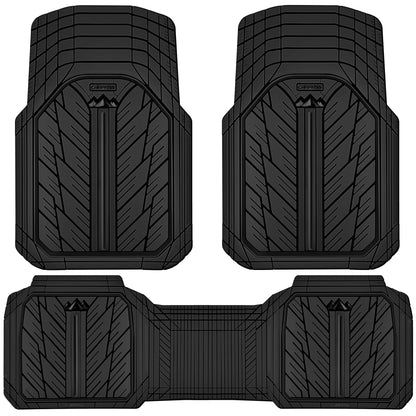 CAR PASS Heavy Rubber Car Floor Mats, Deep Waterproof Car Mats All Weather, Universal Trim-to Fit Automotive Floor Mats for Car SUV Truck Van, Durable Floor Liners Solid Black