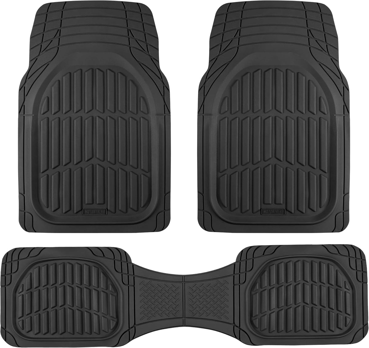 Motor Trend FlexTough LITE Rubber Car Mats Full Set - All Weather Floor Mats for Cars & SUVs - Automotive Waterproof Black Car Floor Mats for Cars Interior Accessories Universal Trim-to-Fit