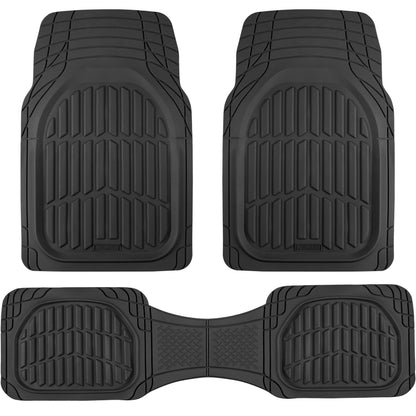 Motor Trend FlexTough Floor Mats for Cars, Gray Deep Dish All-Weather Mats, Waterproof Trim-To Fit Automotive Floor Mats for Trucks SUV, Universal Liner Car Accessories