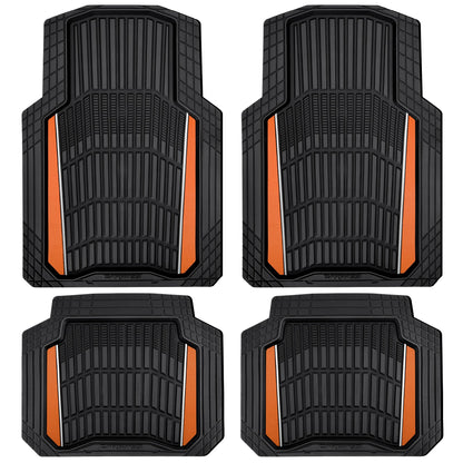 CAR PASS Heavy Duty Rubber Car Floor Mats, Deep Waterproof Car Floor Mats All Weather, Aluminum Film Floor Mats for Cars Non-Slip Universal Trim to Fit for SUVs Trucks Sedans Vans, Black Grey Metallic