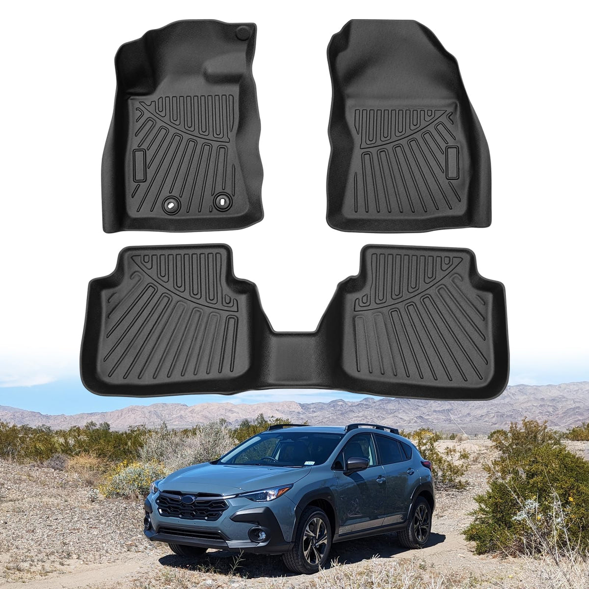 Powerty Floor Mats for 2019-2024 2025 Toyota RAV4 Accessories All Weather Floor Liner 3D TPO 1st & 2nd Row Floor Mat Heavy-Duty Floor Liners(FIT All Models)
