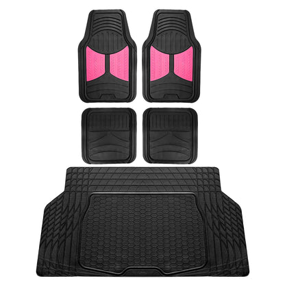 FH Group Automotive Floor Mats - Heavy-Duty Monster Eye Rubber for Cars, Universal Fit Full Set, Climaproof Mats, Trimmable Most Sedan, SUV, Truck Pink