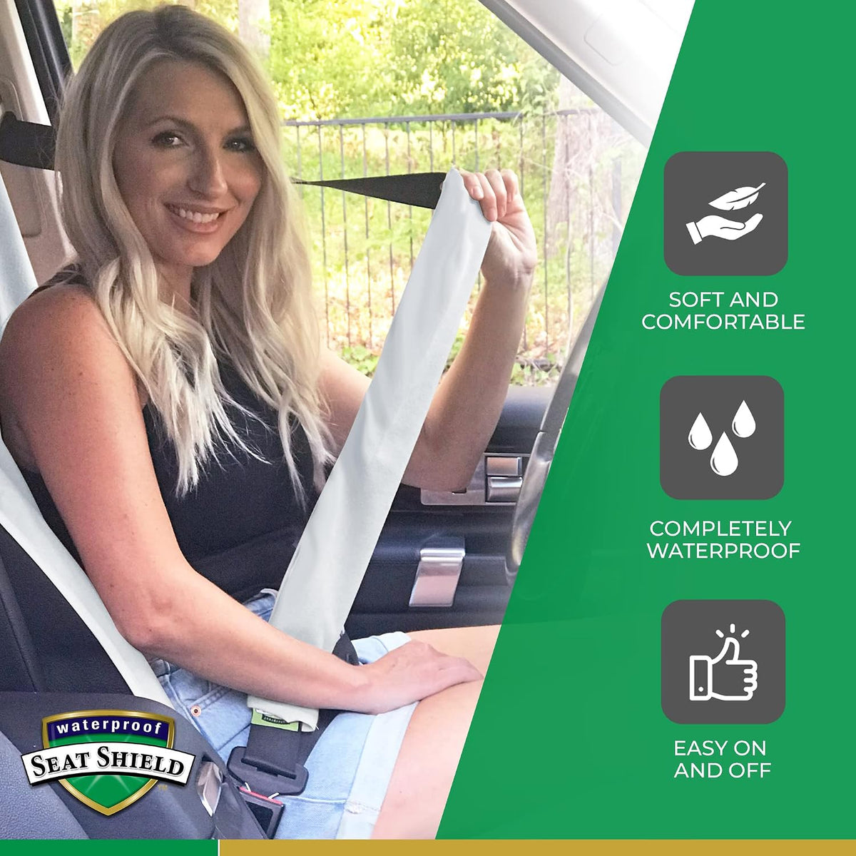Seatbelt Covers - Removable Car Seat Belt Cover for Women, Men, Kids - Gray 20 in Long Waterproof Seat Belt Cushion with Protection from Sweat and Odor for All Vehicles