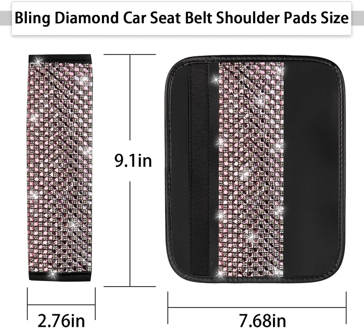 NBTEPEM 2 Pack Bling Car Seat Belt Covers, Diamond Seatbelt Shoulder Protection, Rhinestones Seat Belt Strap Cover Shoulder Pad, Universal Bling Car Interior Accessories Fit for Car/Truck/SUV(Pink)