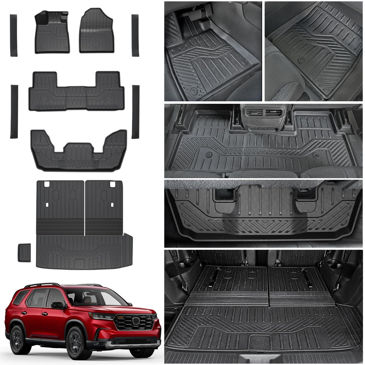 Floor Mats for Volkswagen Atlas 2018-2026 7 Seats Bench Seating