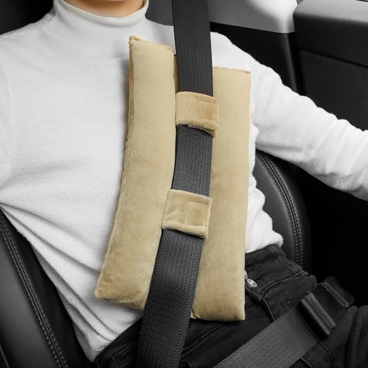 Seat Belt Pillow for Mastectomy Post-Surgery, Heart Surgery Recovery Support Cushion for Chest Chemo Port Pacemaker Bypass Hysterectomy Recovery Pillow (Black)
