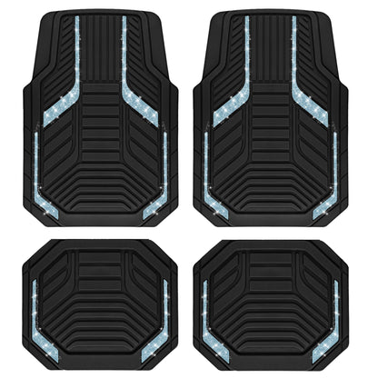 PIC AUTO Heavy Duty Rubber Floor Mats, Purple Aluminum Film Car Mats Set, Front and Rear Car Mats with Anti-Slip Backing, All Weather Protection, Trim-to-Fit for Automotive SUV, Sedan, Van