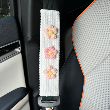 Cute Flowers Car Seat Belt Cover, Soft Seatbelt Cushion Pads, Shoulder Strap Protector, Car Accessories, Four Seasons Universal (4, Tulip)