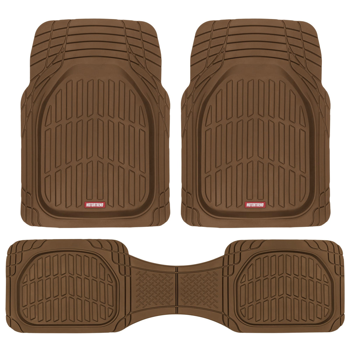 Motor Trend FlexTough Floor Mats for Cars, Gray Deep Dish All-Weather Mats, Waterproof Trim-To Fit Automotive Floor Mats for Trucks SUV, Universal Liner Car Accessories
