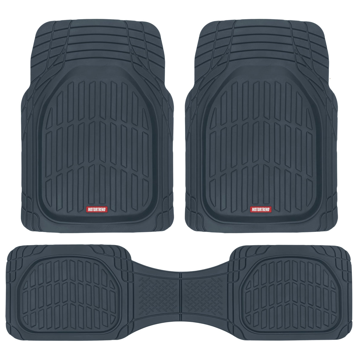 Motor Trend FlexTough LITE Rubber Car Mats Full Set - All Weather Floor Mats for Cars & SUVs - Automotive Waterproof Black Car Floor Mats for Cars Interior Accessories Universal Trim-to-Fit