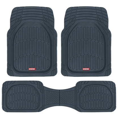Motor Trend FlexTough LITE Rubber Car Mats Full Set - All Weather Floor Mats for Cars & SUVs - Automotive Waterproof Black Car Floor Mats for Cars Interior Accessories Universal Trim-to-Fit