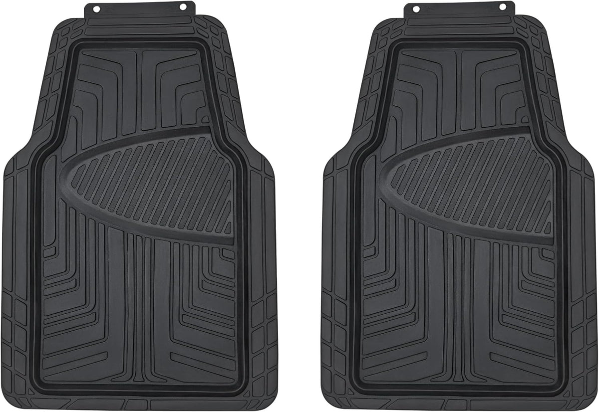 Amazon Basics 4-Piece Premium All-Season Anti-Slip Rubber Floor Mats, All Weather Protection for Cars, SUVs and Trucks, Universal Trim to Fit, Black