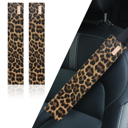 2 PCS Car Seatbelt Covers for Adults, Leather Seat Belt Cushion Shoulder Pad for Women, Car Accessories Protector for More Comfortable Driving (Apricot)