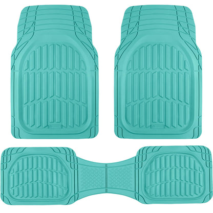 Carbella FlexTough LITE Rubber Car Mats Full Set - All Weather Floor Mats for Trucks, Cars & SUVs - Automotive Waterproof Blue Car Floor Mats for Cars Interior Accessories Universal Trim-to-Fit
