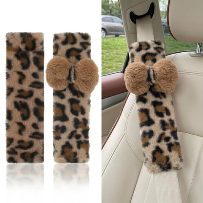 Leopard Print Seat Belt Cover Pad 2 PCS Cute Shoulder Pads
