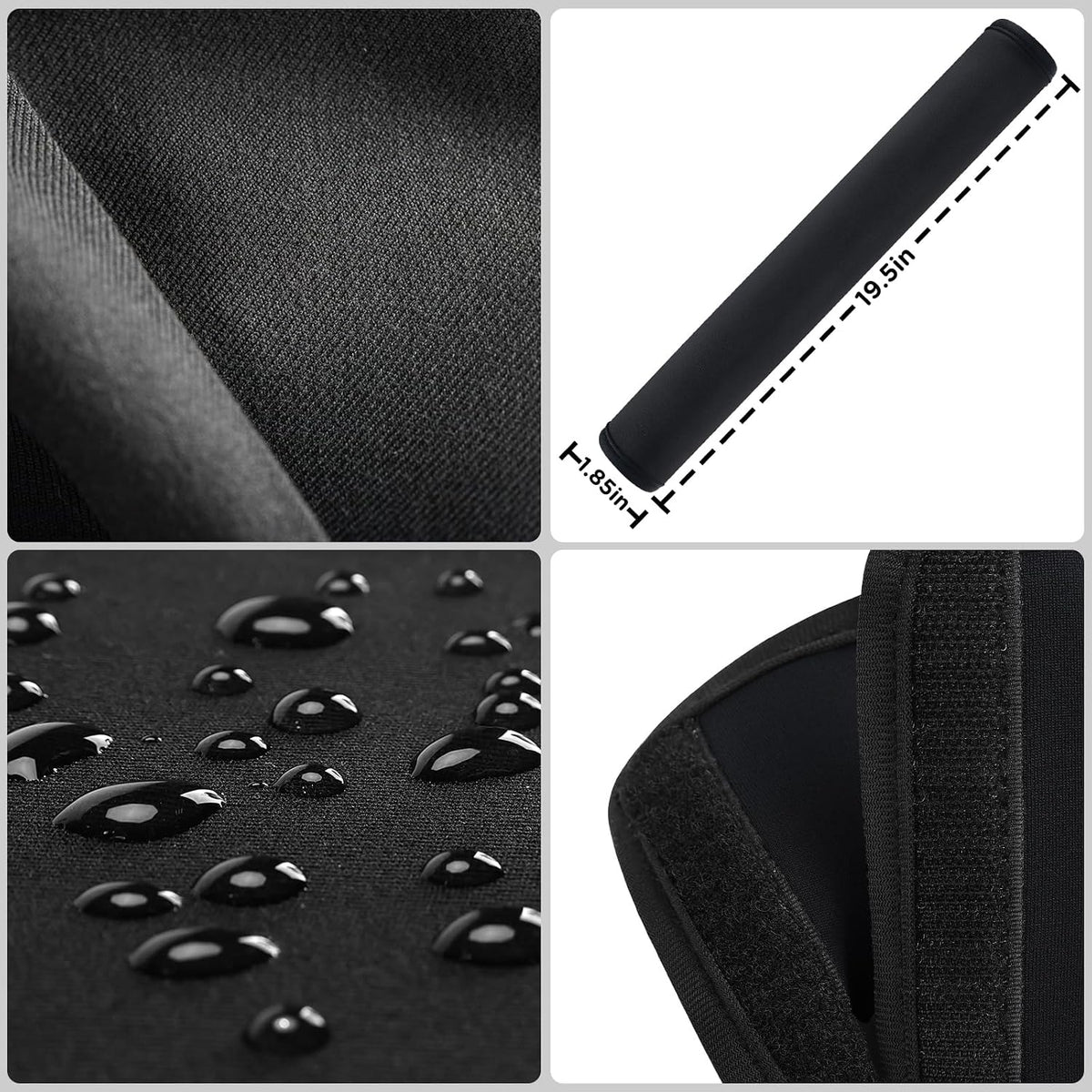 Waterproof Neoprene Car Seat Belt Cover, 19.5 Inch, Black, 1pc