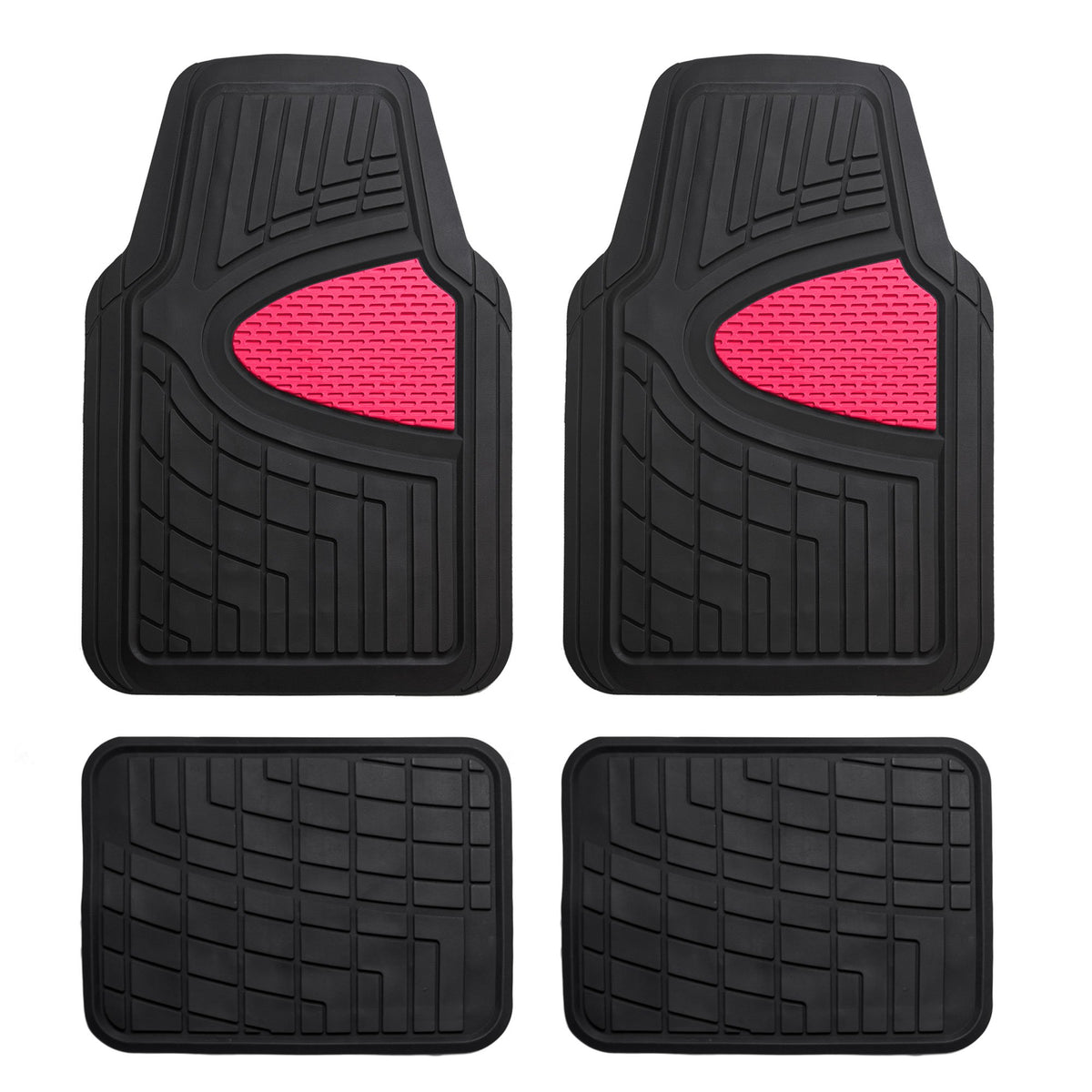 FH Group Premium Liners Tall Channel Trimmable All Weather Rubber Full Set Car Floor Mats (Beige) w. Trimmable All-Season Cargo Liner (Black) - Universal Fit for Cars Trucks and SUVs