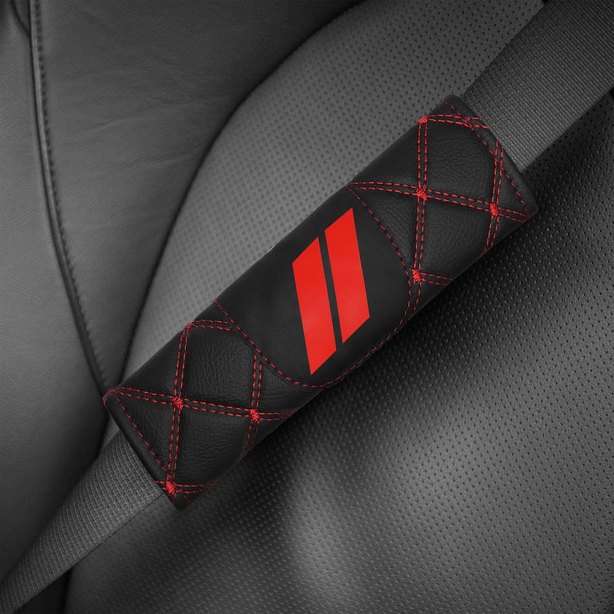 YOSRTER Seat Belt Pad, Shoulder Strap Protection Pad for Dodge Charger Durango Challenger Journey Seat Belt Covering Pad Anti-Scratch Leather Seat Belt Decoration（Gray Trim）