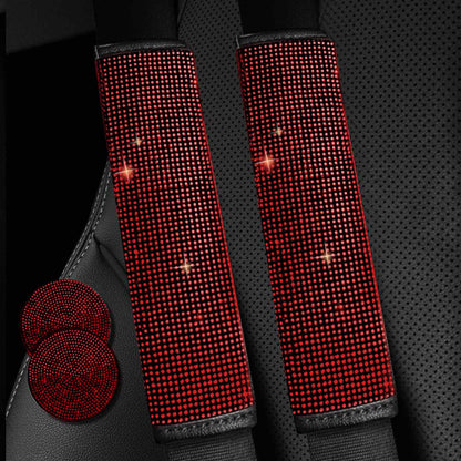 2PCS Bling Car Seatbelt Strap Covers for Women Girls - Crystal Rhinestone Velvet Shoulder Pad Protector - Diamond Shine Safety Shoulder Pad, Car Decor Interior Accessories