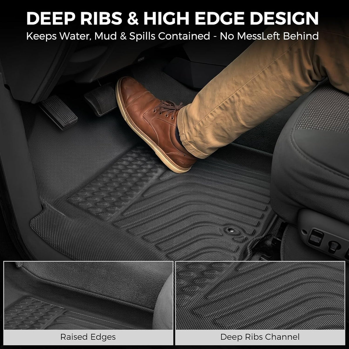 Car Floor Mats for Toyota Prius 2010-2015, 4PCS TPE Car Mats & Trunk Liner